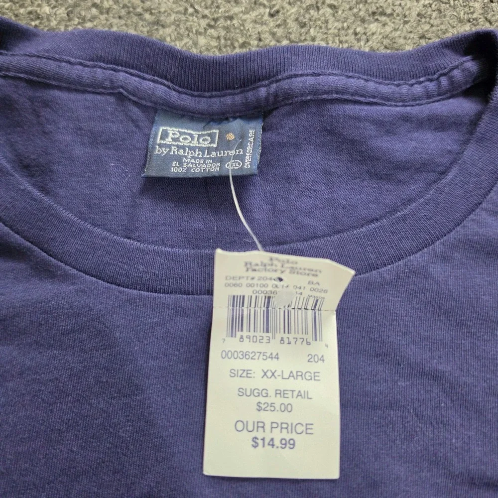 Polo Ralph Lauren Pocket Shirt Mens XXL Navy Blue Cotton Pony Logo Short Sleeve